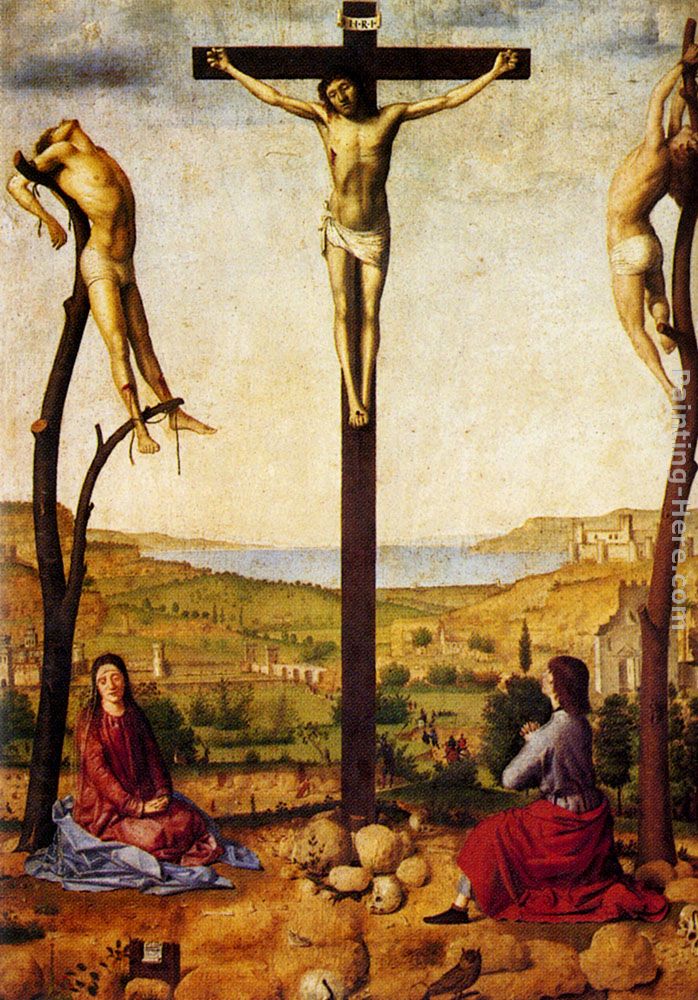 Crucifixion painting - Antonello da Messina Crucifixion art painting